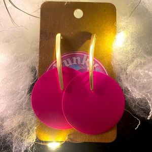 Pink and Gold Circle Earrings